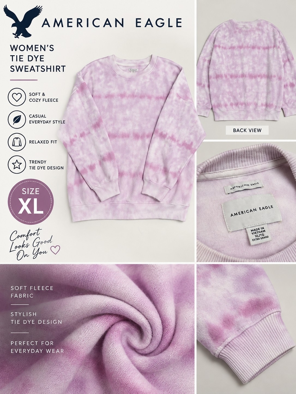 American eagle Women's XL purple tie dye sweatshirt #33